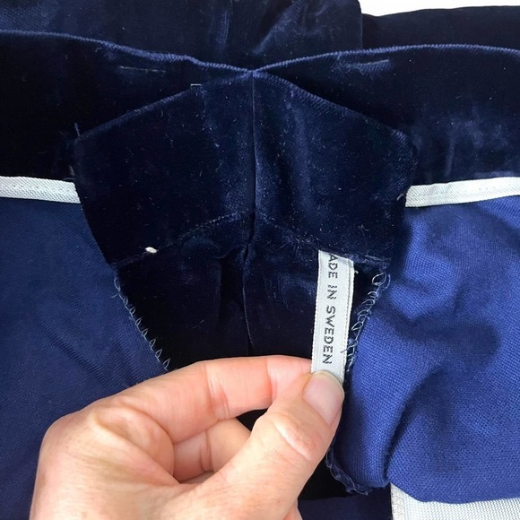 Velvet Pants Womens Large Blue Wide Leg High Rise Trouser Vintage Whimsigoth - Picture 12 of 12